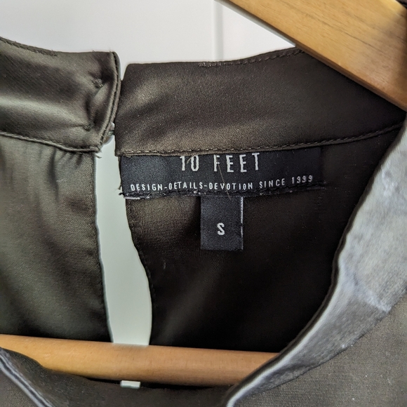 10 FEET Satin Blouse, Dark Green, Sz S - Picture 4 of 7